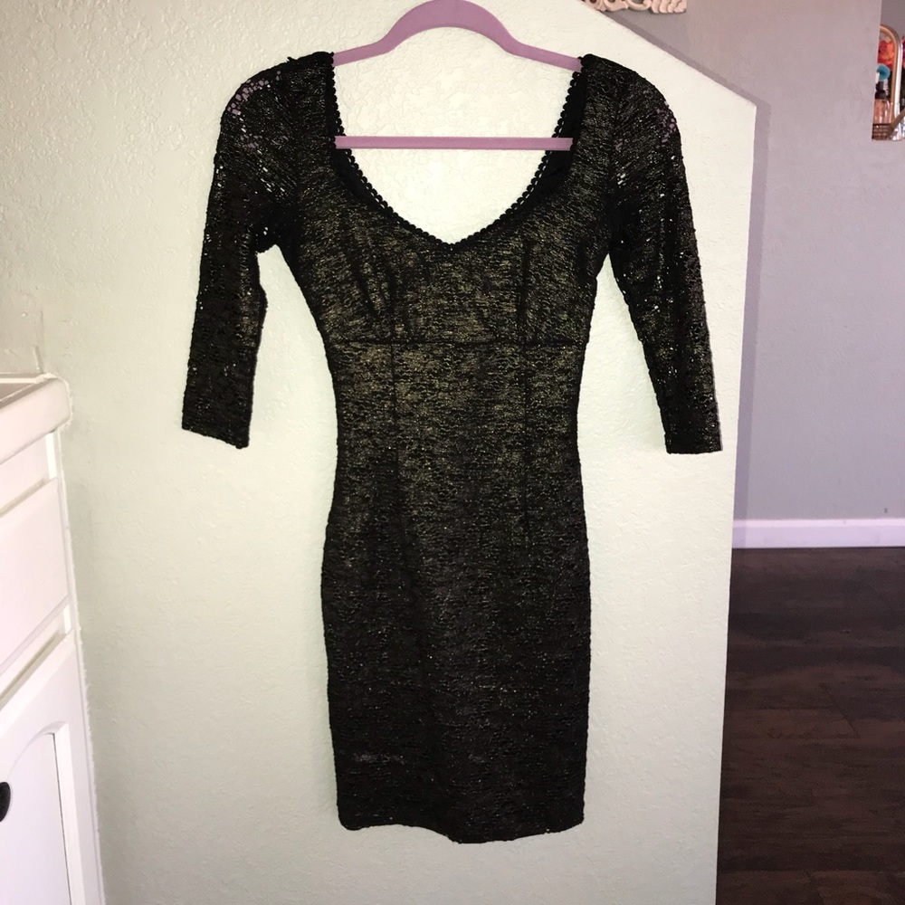 Mini dusted gold dress